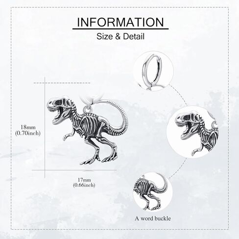 Dinosaur Earrings for Men Sterling Silver Punk Rock Huggie Hoop Earrings Dinosaur Skeleton Jewelry Gifts for Men in Saudi Arabia