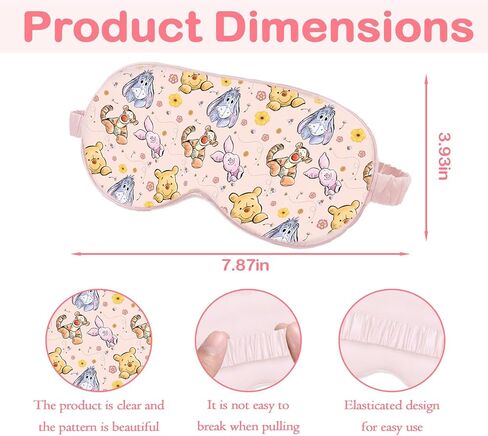 Winnie Sleep Eye Masks for Kids Women, Sleep Eye Mask Blindfold with Elastic Strap/Headband, Soft Eye Cover Eyeshade for Night Sleeping for Sleep Travel Nap in Saudi Arabia