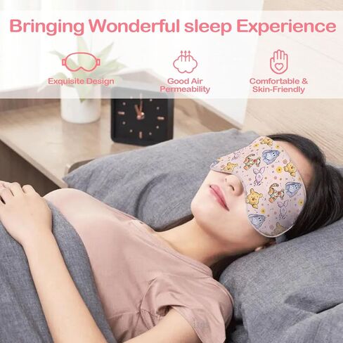 Winnie Sleep Eye Masks for Kids Women, Sleep Eye Mask Blindfold with Elastic Strap/Headband, Soft Eye Cover Eyeshade for Night Sleeping for Sleep Travel Nap in Saudi Arabia