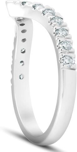 P3 POMPEII3 1/2 Ct Diamond Curved V Shape Contour Ring Womens Wedding Band 14k White Gold in Saudi Arabia