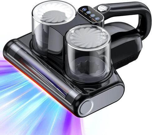 Mattress Vacuum Cleaner, 16Kpa 500W Strong Suction Bed Vacuum with 253.7nm UV-C Light & Ultrasonic and High Heating, Dual Dust Bins with Washable Filters, 500W, Corded in Kuwait
