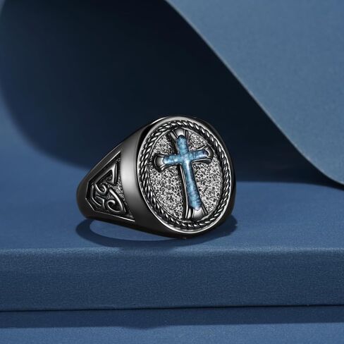 Black Cross Ring 925 Sterling Silver Turquoise Cross Ring Cross Jewelry Gifts for Men Women in Saudi Arabia
