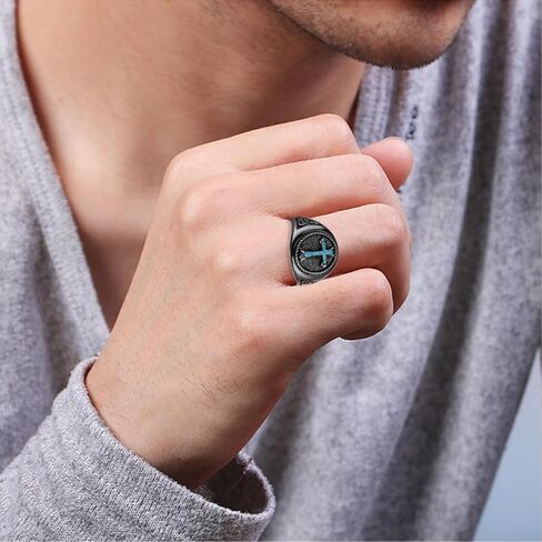 Black Cross Ring 925 Sterling Silver Turquoise Cross Ring Cross Jewelry Gifts for Men Women in Saudi Arabia