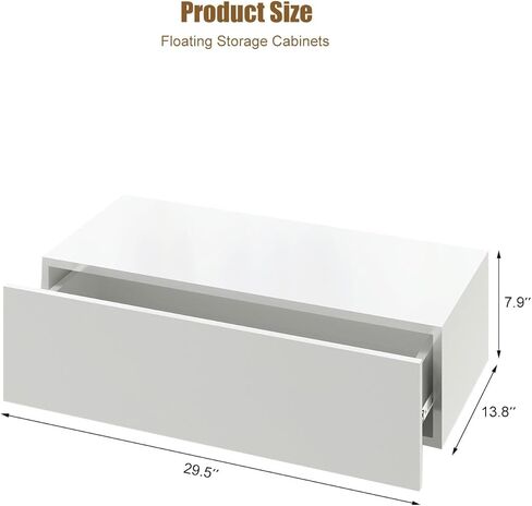 White Modern Floating Wall Mounted Nightstand with Drawer Storage Wood Bedside Table Small Wall Shelf for Bedroom Living Room in Saudi Arabia