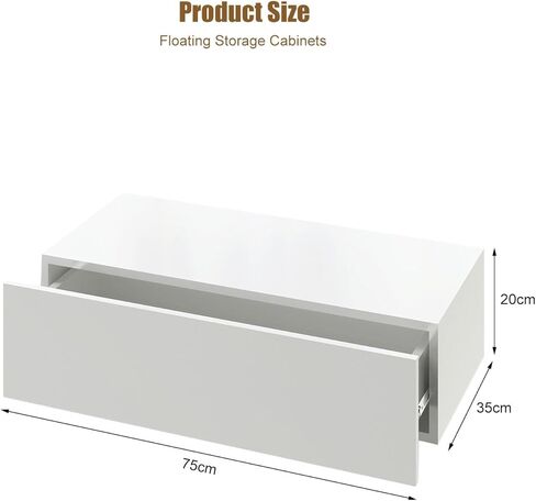 White Modern Floating Wall Mounted Nightstand with Drawer Storage Wood Bedside Table Small Wall Shelf for Bedroom Living Room in Saudi Arabia