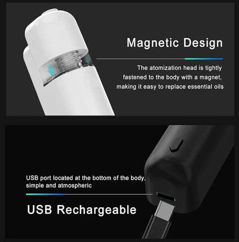 Car Mini Diffuser – Luxury Waterless Car Scent System with Motion Sensor | Includes 6 Premium Scents (White) in Saudi Arabia