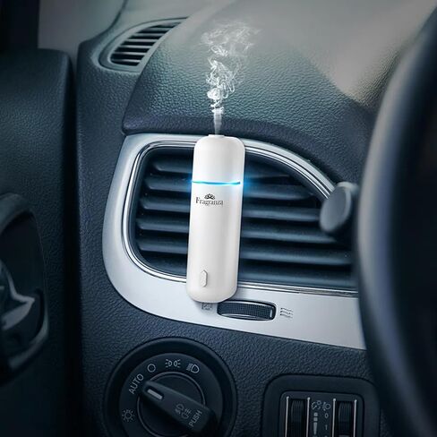 Car Mini Diffuser – Luxury Waterless Car Scent System with Motion Sensor | Includes 6 Premium Scents (White) in Saudi Arabia