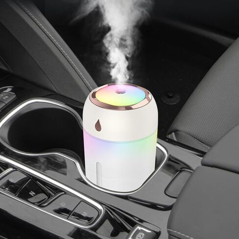 Small Cool Mist Humidifier & Aroma Diffuser, 330ml Small USB Desktop Air Moisturizer for Home Office - White in Saudi Arabia