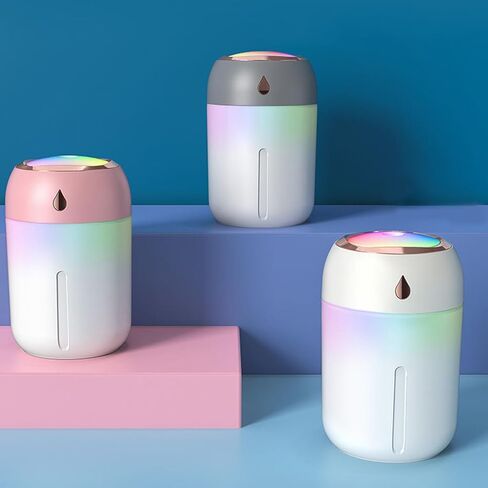 Small Cool Mist Humidifier & Aroma Diffuser, 330ml Small USB Desktop Air Moisturizer for Home Office - White in Saudi Arabia