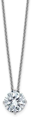 14K White Gold 2.00ct. 8.0mm Round Colorle Sterling Silver Moissanite Solitaire Pend on cable chain Necklace in Saudi Arabia