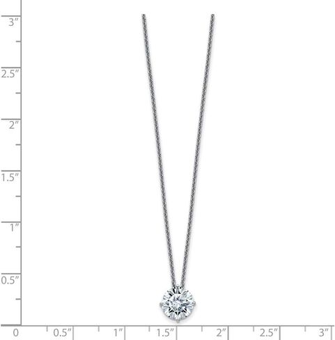 14K White Gold 2.00ct. 8.0mm Round Colorle Sterling Silver Moissanite Solitaire Pend on cable chain Necklace in Saudi Arabia