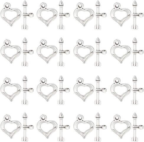 SUNNYCLUE 1 Box 100 Sets Toggle Jewelry Clasp Toggle Clasps Bracelet Closure Clasps Hollow Toggle Clasp Heart Round OT Clasp Silver IQ Clasps Connectors for Jewelry Making DIY Bracelets Necklace in Saudi Arabia