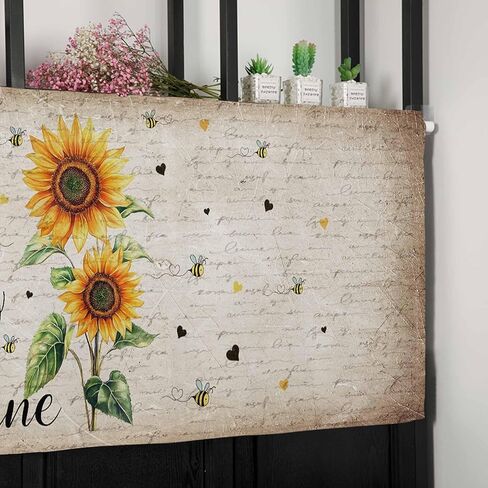 Rod Pocket Valance My Sunshine Quotes Sunflower on Rustic Short Kitchen Curtains for Windows Decor,Flower on Vintage Letter Back Window Treatment for Bathroom Living Room Bedroom,1 Panel,54x18in in Saudi Arabia