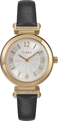 Timex Women's Main Street 31mm Watch - Black Strap Silver Dial Gold-Tone Case in Saudi Arabia