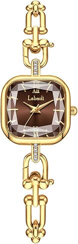 Gosasa Dainty Women’s Square Quartz Watch with Stainless Steel Chain-Link Bracelet Elegant Dress Bangle Wristwatch Gift for Mom Wife in Saudi Arabia