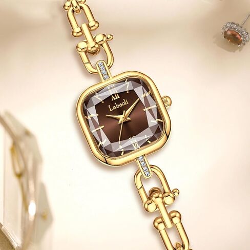 Gosasa Dainty Women’s Square Quartz Watch with Stainless Steel Chain-Link Bracelet Elegant Dress Bangle Wristwatch Gift for Mom Wife in Saudi Arabia