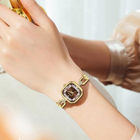 Gosasa Dainty Women’s Square Quartz Watch with Stainless Steel Chain-Link Bracelet Elegant Dress Bangle Wristwatch Gift for Mom Wife in Saudi Arabia