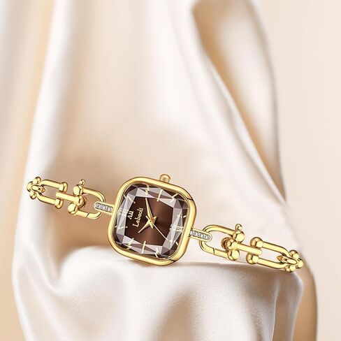 Gosasa Dainty Women’s Square Quartz Watch with Stainless Steel Chain-Link Bracelet Elegant Dress Bangle Wristwatch Gift for Mom Wife in Saudi Arabia
