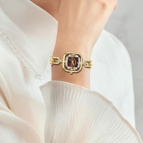 Gosasa Dainty Women’s Square Quartz Watch with Stainless Steel Chain-Link Bracelet Elegant Dress Bangle Wristwatch Gift for Mom Wife in Saudi Arabia