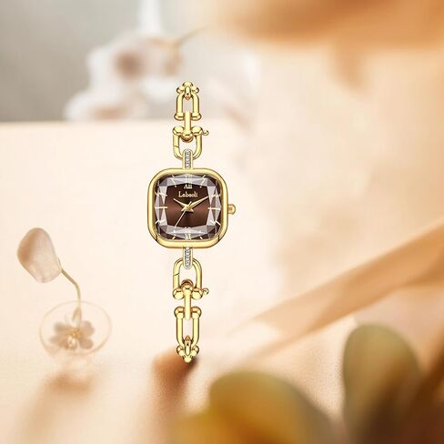 Gosasa Dainty Women’s Square Quartz Watch with Stainless Steel Chain-Link Bracelet Elegant Dress Bangle Wristwatch Gift for Mom Wife in Saudi Arabia