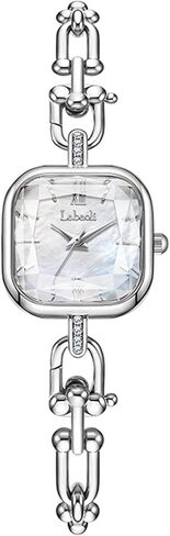Gosasa Dainty Women’s Square Quartz Watch with Stainless Steel Chain-Link Bracelet Elegant Dress Bangle Wristwatch Gift for Mom Wife in Saudi Arabia