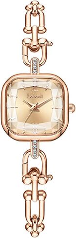 Gosasa Dainty Women’s Square Quartz Watch with Stainless Steel Chain-Link Bracelet Elegant Dress Bangle Wristwatch Gift for Mom Wife in Saudi Arabia