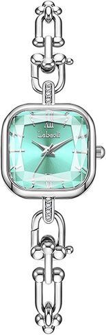 Gosasa Dainty Women’s Square Quartz Watch with Stainless Steel Chain-Link Bracelet Elegant Dress Bangle Wristwatch Gift for Mom Wife in Saudi Arabia