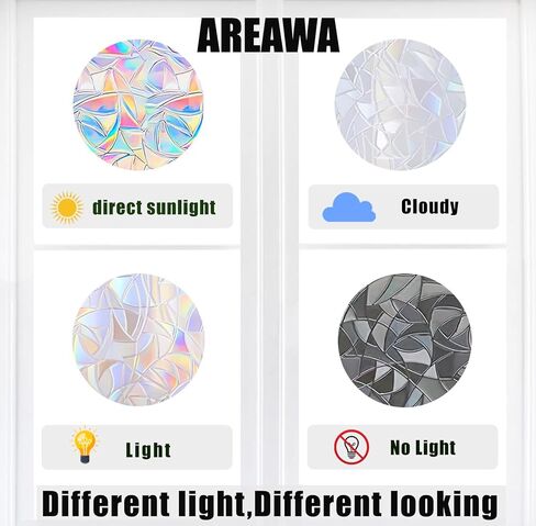 18 PCS Window Decals for Bird Strikes - Anti-Collision Window Decals to Save Birds from Window Collisions,Non Adhesive Reusable Rainbow Prism Window Stickers (18CH6A) in Saudi Arabia