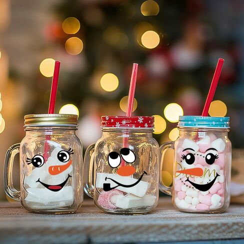 39Pcs Snowman Face Stickers for Crafts, Winter Snowman Face Decals for Christmas Ornaments Suitable for Christmas Ball, Cups, Water Bottles, Refrigerators, Glass Window Decorations in Saudi Arabia