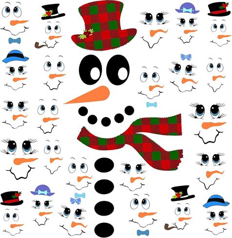 39Pcs Snowman Face Stickers for Crafts, Winter Snowman Face Decals for Christmas Ornaments Suitable for Christmas Ball, Cups, Water Bottles, Refrigerators, Glass Window Decorations in Saudi Arabia