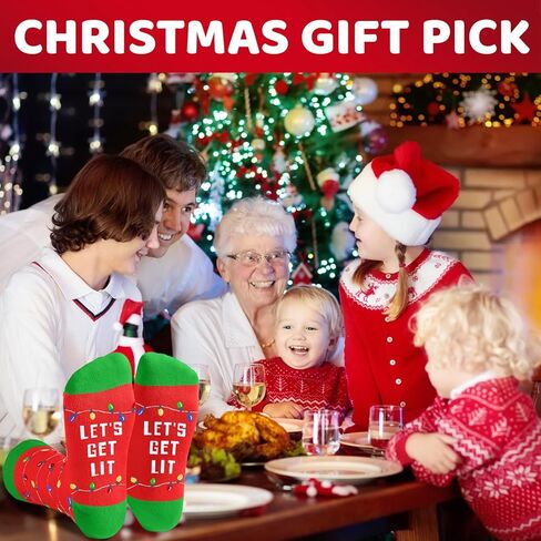HAPPYPOP Christmas Gift Ideas for Women - Christmas Secret Santa Gifts for Men, Light Holiday Socks, Xmas Stocking Stuffers for Teens with Greeting Card in Saudi Arabia
