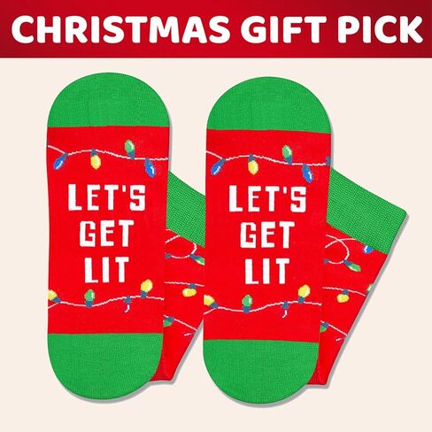 HAPPYPOP Christmas Gift Ideas for Women - Christmas Secret Santa Gifts for Men, Light Holiday Socks, Xmas Stocking Stuffers for Teens with Greeting Card in Saudi Arabia