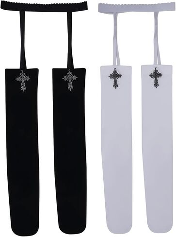 RARITYUS 2 Pack Gothic Cross Suspender Pantyhose Y2K Lolita Stockings Garter Belt Tights Halloween Accessories in Saudi Arabia