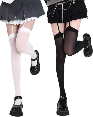 RARITYUS 2 Pack Gothic Cross Suspender Pantyhose Y2K Lolita Stockings Garter Belt Tights Halloween Accessories in Saudi Arabia