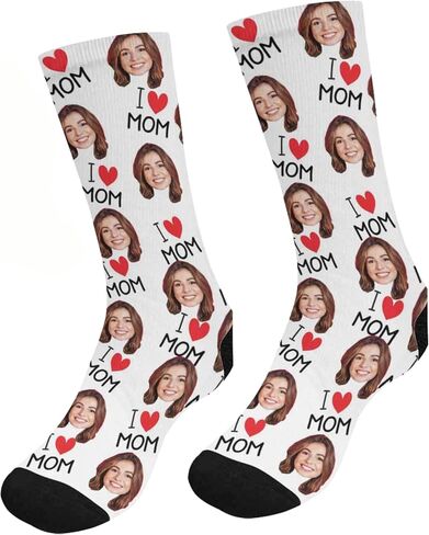 D-Story Custom Face Socks, Personalized Photo Picture on Socks, Unisex Athletic Crew Socks for Men Women in Kuwait