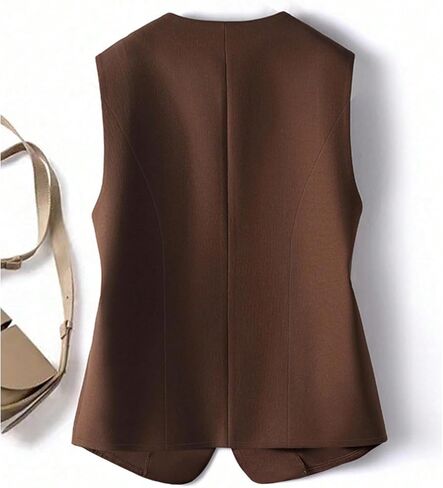 GORGLITTER Women's Metal Button Sleeveless Vest Elegant Suit Vests Business Casual Lightweight Jacket in Saudi Arabia