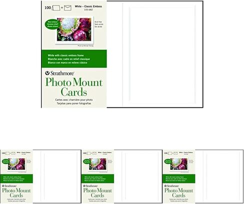 Strathmore Photo Mount Cards, White with Classic Border, 5x6.875 inches, 100 Pack, Envelopes Included - Blank Greeting Cards for Weddings, Events, Birthdays in Kuwait