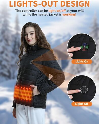 سترة مُدفأة للنساء مع 9 مناطق تسخين وبنك طاقة بقدرة 20000 مللي أمبير في الساعة - معطف كهربائي شتوي دافئ للتزلج في الهواء الطلق in Kuwait