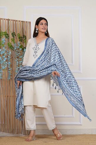 Women’s Cotton Flex Kurta Set with Printed Dupatta | Indian Ethnic Outfit for Festive & Casual Wear in Saudi Arabia
