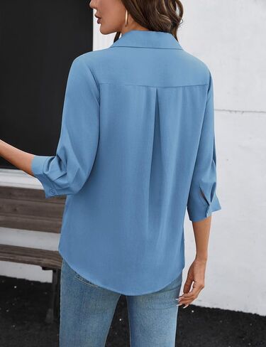 LOMON Womens 3/4 Sleeve Tops V Neck Cotton Linen Work Blouse Polo Shirts for Women Business Casual 2026 in Saudi Arabia
