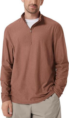 ODODOS Men's Half Zip Performance Shirt - Ultra Soft odSTRATUM Tech Pullover UPF 50+ Breathable Long Sleeve Mock Neck Top in Saudi Arabia