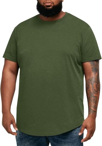 Runcati Mens Big and Tall Shirts Short Sleeve Crew Neck Casual T-Shirt Hipster Hip Hop Longline Tee Shirts in Saudi Arabia
