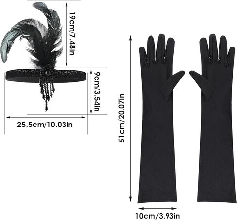1920s Flapper Accessories for Women Flapper Headband Christmas Feather Headpiece Long Gloves Set Medieval Fascinators Gatsby Headbands Roaring 20s Headpieces Party Decorations for Tea Party in Saudi Arabia