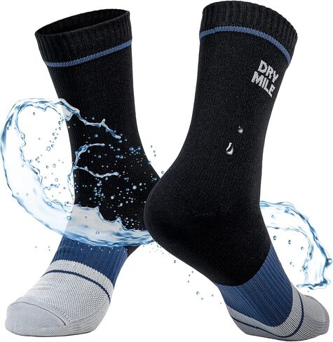 DRYMILE Slim Waterproof Socks, Soft Charcoal Yarn, Optimized Breathability & Odor Control, All-Season Outdoor Activities-Crew in Kuwait
