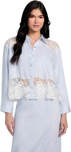 GUESS Womens Long Sleeve Evie Denim Top in Saudi Arabia