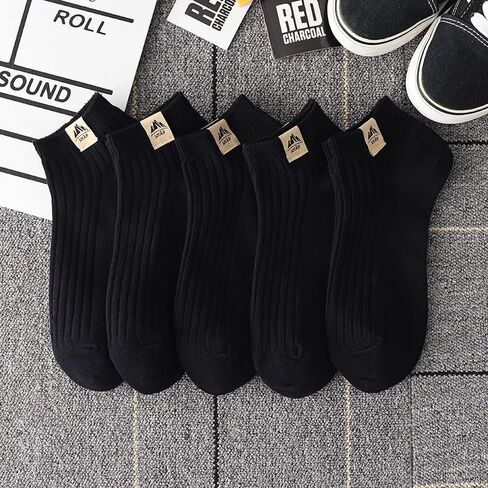 5PCS Unisex Thin Ankle Socks with Mountain Peak Logo - Breathable, Odor - proof and Sweat - Absorbing in Multiple Colors in Saudi Arabia
