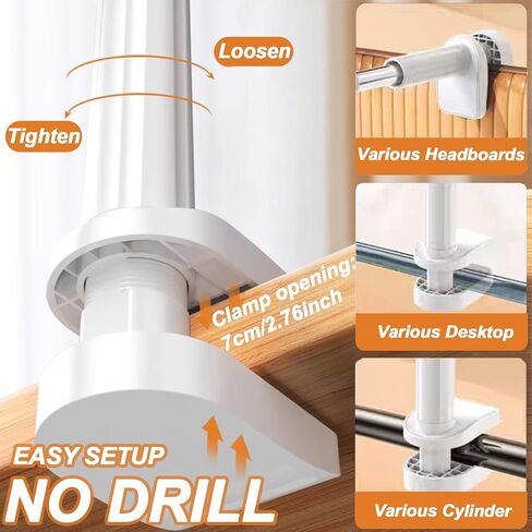 حامل خرطوم CPAP للسرير، شماعة خرطوم CPAP قابلة للتعديل مع 3 مشابك حامل خرطوم CPAP، لا توجد ملحقات CPAP للحفر، تمنع الانسداد والتشابك، نوم أفضل - مثالية للاستخدام بجانب السرير والسفر in Kuwait