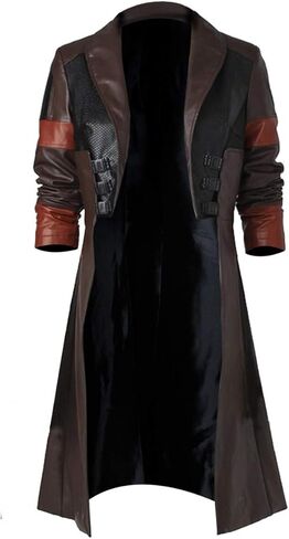 SpazeUp Womens Gaming Cosplay Maroon Trench Coat - Women Long Jacket - Halloween Costume Maroon Faux Leather Coat Women in Saudi Arabia