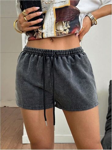 Women's Drawstring Waist Summer Mini Shorts Low Rise Gym Athletic Shorts Streetwear in Saudi Arabia