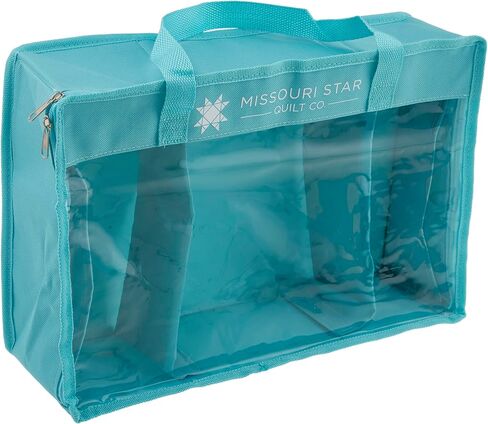 Missouri Star Storage Bag for Precut Fabrics for Quilting Sewing Box Organizer Holds Fat Quarters, Charm Packs, Layer Cakes Canvas Carrying Case with Removable Dividers, Small Aqua (NOT4996) in Kuwait